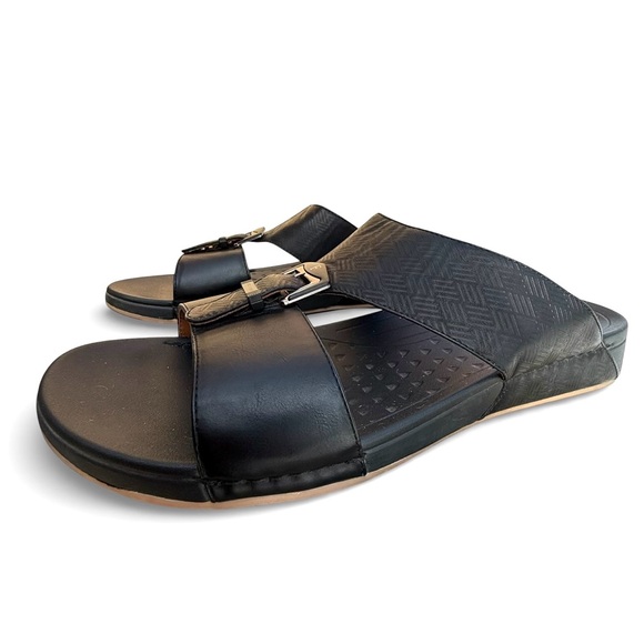 Ferrini Arabic Men's Black Leather Open Toe Sandals Buckle Detail EU 49 US 11.5 - Picture 2 of 14